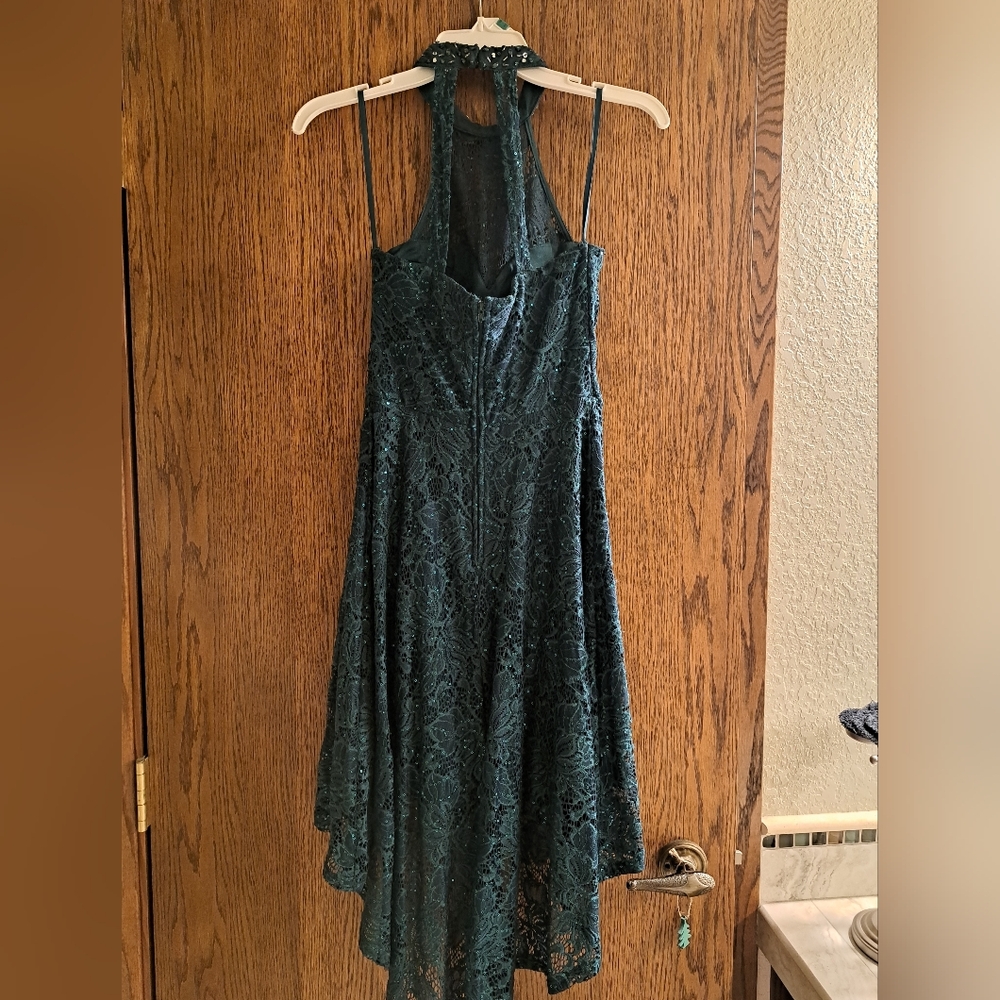 City Studio Dark Green Sequin Halter Dress - Picture 3 of 4